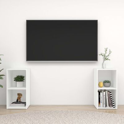 vidaXL TV plaukti, 2 gab., balti, 72x35x36,5 cm, skaidu plāksne