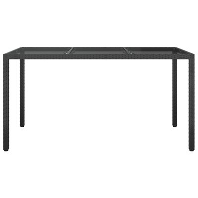 vidaXL dārza galds, 150x90x75 cm, rūdīts stikls, melna PE rotangpalma