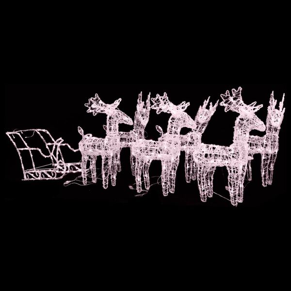 vidaXL Ziemassvētku dekorācija, ziemeļbrieži un kamanas, 320 LED