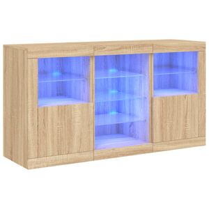 vidaXL kumode ar LED lampiņām, ozolkoka krāsa, 123x37x67 cm