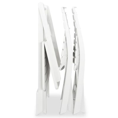 vidaXL 3-daļīgs bistro mēbeļu komplekts, saliekams, plastmasa, balts