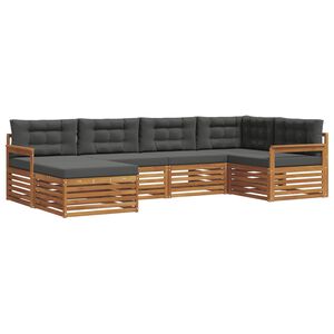 vidaXL Āra dīvānu komplekts ar spilvenu 6 pcs Dabisks un antracīts