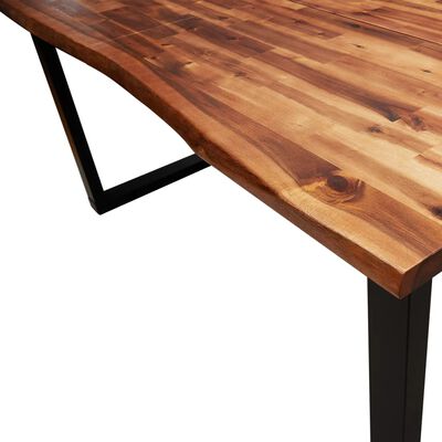 vidaXL galds, dabīgas formas malas, 140x80x75 cm, akācijas masīvkoks
