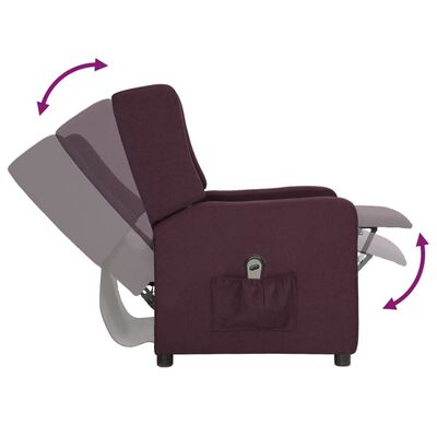 vidaXL elektrisks atpūtas krēsls, atgāžams, violets audums
