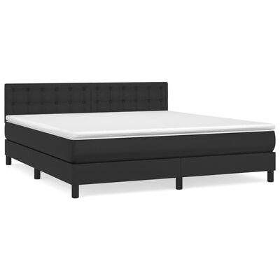 vidaXL atsperu gulta ar matraci, melna, 180x200 cm, mākslīgā āda