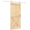 vidaXL Slīdo&scaron;ās durvis Dabisks un balts 90 x 210 cm Cieta priedes koks