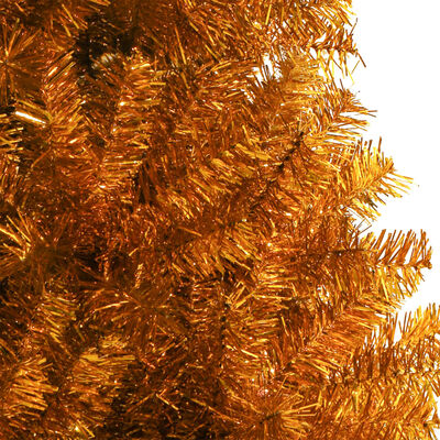 vidaXL mākslīgā Ziemassvētku egle ar statīvu, 150 cm, zeltaina, PET