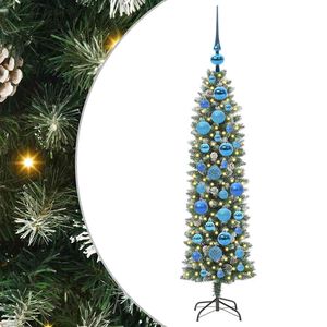 vidaXL Mākslīgs slaids Ziemassvētku koks Zaļ&scaron; un balts 120 cm