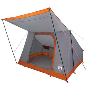 vidaXL Kempinga telts Pelēka un oranža 282 x 225 x 154 cm tafta