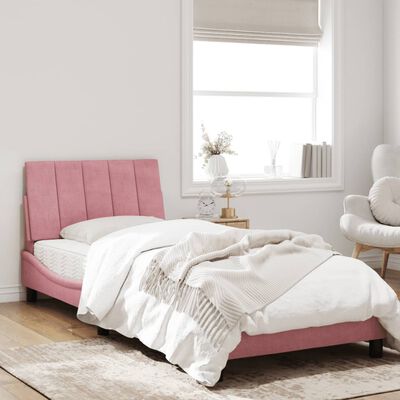 vidaXL gultas rāmis ar galvgali, rozā samts, 80x200 cm