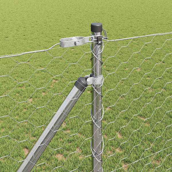 vidaXL Žoga āķis Sudraba 25 x 1,4 m (50 mm tīkls) Tērauds