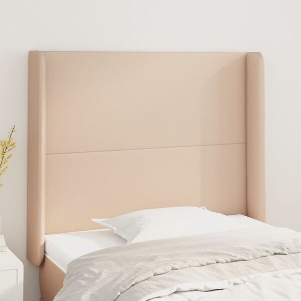 vidaXL galvgalis ar malām, 103x16x118/128 cm, kapučīno mākslīgā āda