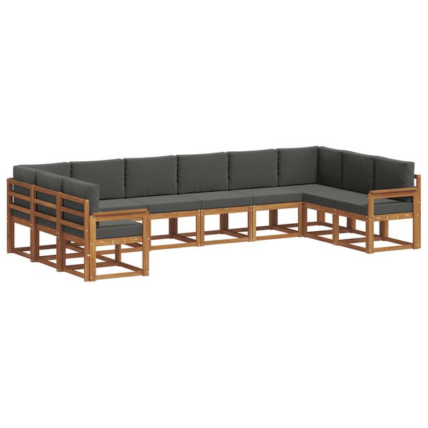 vidaXL Āra dīvānu komplekts ar spilvenu 10 pcs Dabisks un antracīts