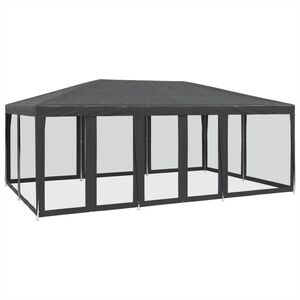 vidaXL svinību telts, ar 10 sieta sienām, 6x4 m, antracītpelēka, HDPE