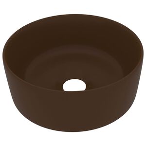 vidaXL izlietne, apaļa, 40x15 cm, matēta tum&scaron;i brūna keramika