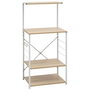 vidaXL virtuves plaukts, balts un ozolkoka krāsā, 60x39,6x123 cm