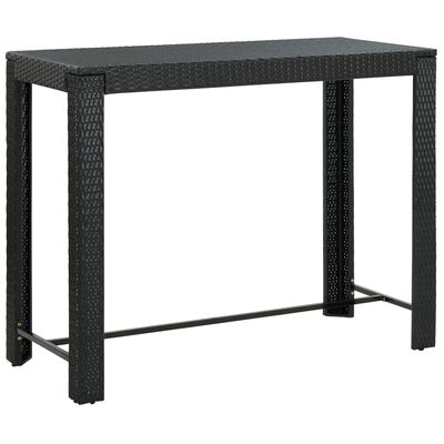 vidaXL dārza bāra galds, melns, 140,5x60,5x110,5 cm, PE rotangpalma
