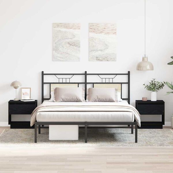 vidaXL Naktsskapis ar atvilktni 2 pcs Melns ozolkoks 45 x 34 x 44 cm