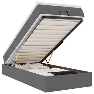 vidaXL Osmaņu gultas rāmis ar matrača tum&scaron;i pelēks 90x190 cm audums