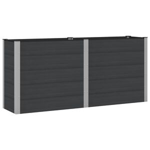 vidaXL Augstā puķu kaste Melns 200 x 50 x 91 cm WPC un alumīnijs