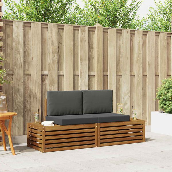 vidaXL Āra dīvānu komplekts ar spilvenu 2 Gabals Dabisks un antracīts