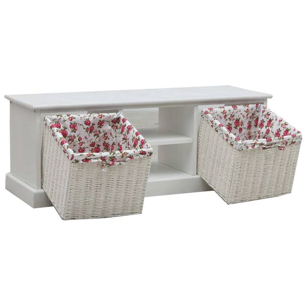 vidaXL TV plaukts ar 2 groziem, balts, koks