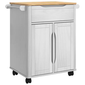 vidaXL Virtuves ratiņ&scaron; FLORO Balts 72,5 x 45 x 80 cm Cieta priede