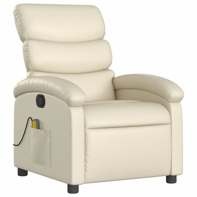 vidaXL masāžas krēsls, atgāžams, krēmkrāsas mākslīgā āda
