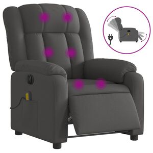 vidaXL elektrisks masāžas krēsls, atgāžams, tum&scaron;i pelēks audums