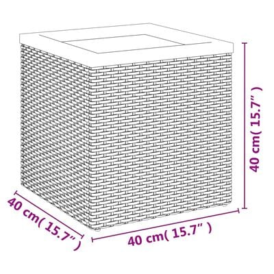 vidaXL puķu kaste, 40x40x40 cm, melna, polietilēna rotangpalma