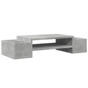 vidaXL monitora paliktnis ar plauktu, betona pelēks, 70x27x15 cm