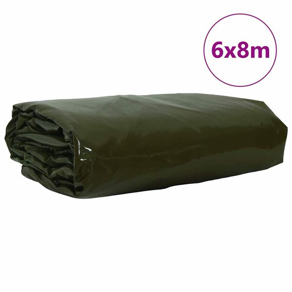 vidaXL Tarps 650g / m² Olīvu zaļš 6 x 8 m Audekls ar PVC pārklājumu