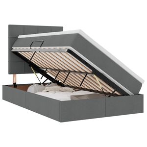 vidaXL Gulta ar uzglabā&scaron;anas vietu un matraci Tum&scaron;i pelēks audums