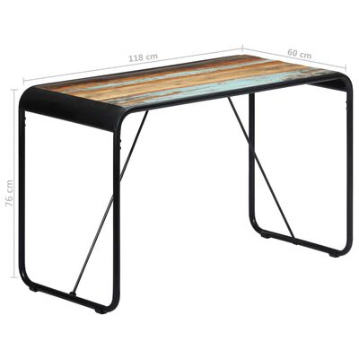 vidaXL virtuves galds, 118x60x76 cm, pārstrādāts masīvkoks