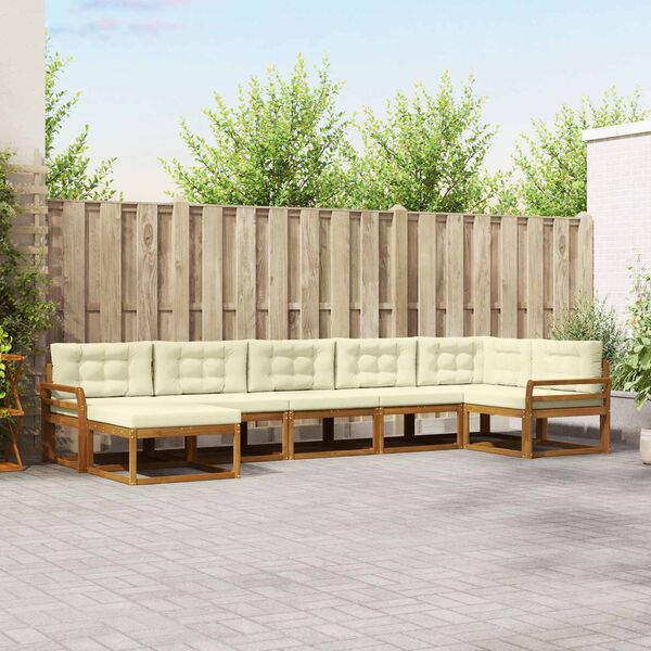 vidaXL Āra dīvānu komplekts ar spilvenu 7 pcs Dabisks un krējuma