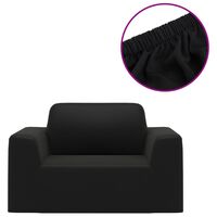 vidaXL elastīgs dīvāna apvalks, melns poliesters, džersijs