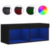 vidaXL TV skapītis ar LED lampiņām, melni, 80x30x30 cm
