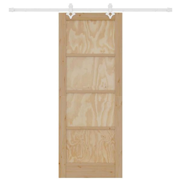 vidaXL Slīdošās durvis Brūna 78 x 202 cm Ciets priedes koks