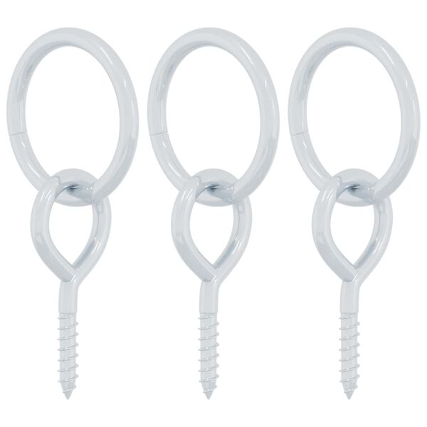 vidaXL zirgu piesie&scaron;anas gredzeni ar acu skrūvēm, 3 gab., sudraba krāsa, tērauds