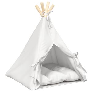 vidaXL Mazo dzīvnieku teepee ar spilvenu Balts 40 x 40 x 50 cm
