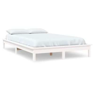 vidaXL gultas rāmis, balts, 120x200 cm, priedes masīvkoks