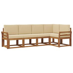 vidaXL Āra dīvānu komplekts ar spilvenu 5 pcs Dabisks un bē&scaron;s