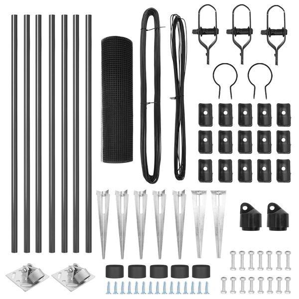 vidaXL Žoga āķis Pelēka 10 x 0,5 m (25 x 25 mm siets) Tērauds