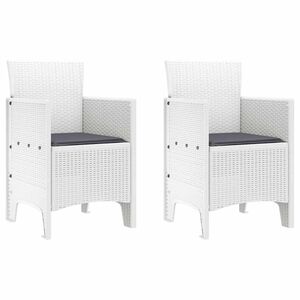 vidaXL Dārza krēsls 2 pcs Balts 53 x 49 x 85 cm Polipropilēns