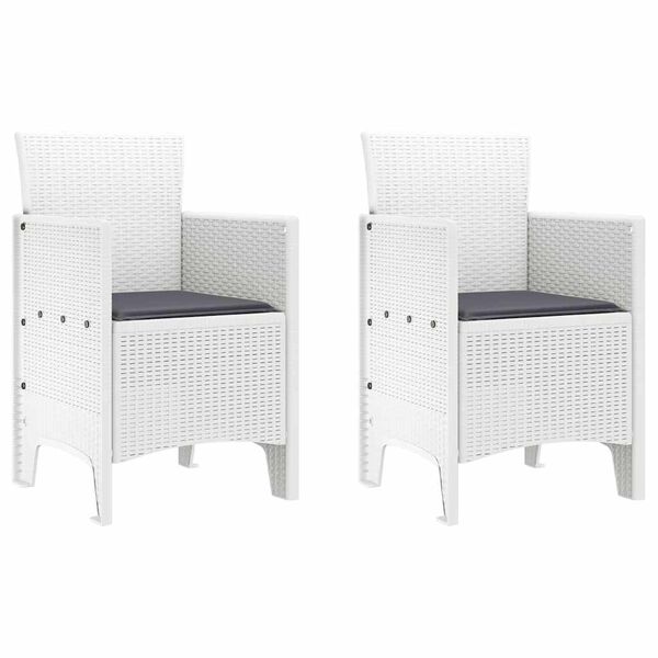 vidaXL Dārza krēsls 2 pcs Balts 53 x 49 x 85 cm Polipropilēns