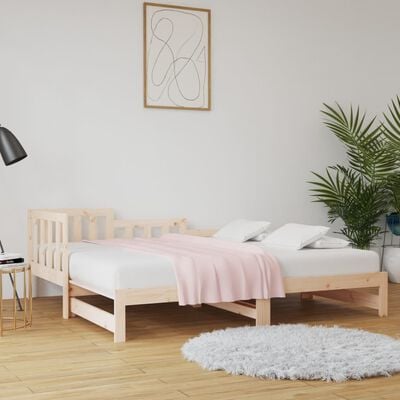vidaXL izvelkama gulta, 2x(80x200) cm, priedes masīvkoks