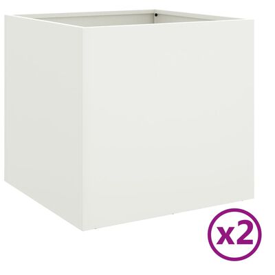 vidaXL puķu kastes, 2 gb., baltas, 49x47x46 cm, auksti velmēts tērauds