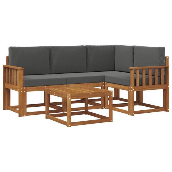 vidaXL Āra dīvānu komplekts ar spilvenu 5 pcs Dabisks un antracīts