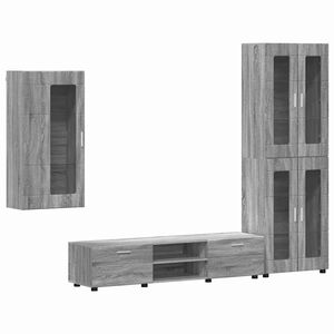 vidaXL TV skapī&scaron;u komplekts ar atvilktni FLORIN 3 pcs Pelēks Sonoma