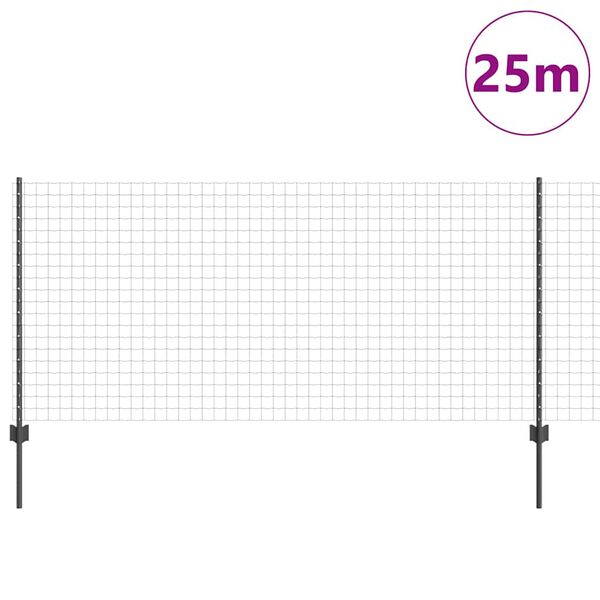 vidaXL Žogs ar stabu Pelēka 1 x 25 m Tērauds un PVC
